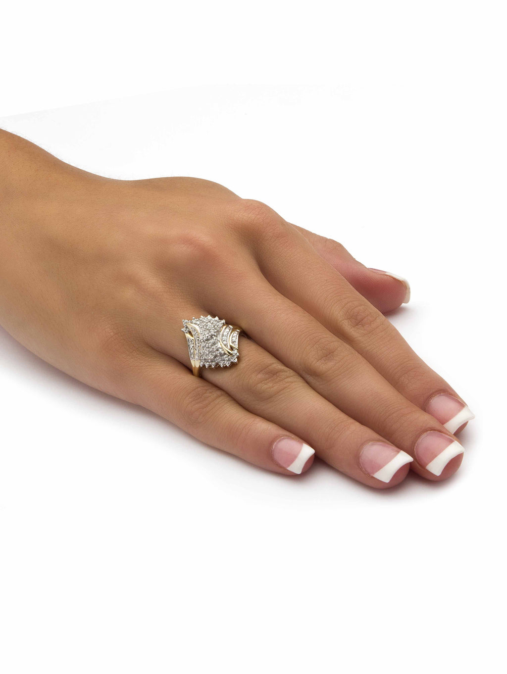 1/10 TCW Round Diamond Swirled Ring in Solid 10k Gold B493