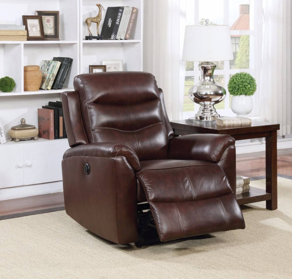 Brown Leather Power Recliner Y821662
