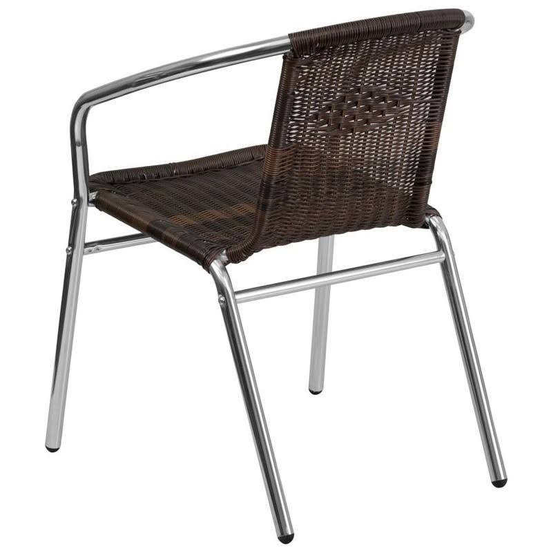 Aluminum Rattan Dining Chair in Dark Brown N269995