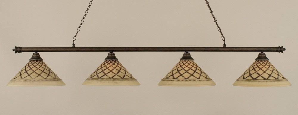 Four Light Bronze Billiard Finish with Chocolate Icing Glass U28438