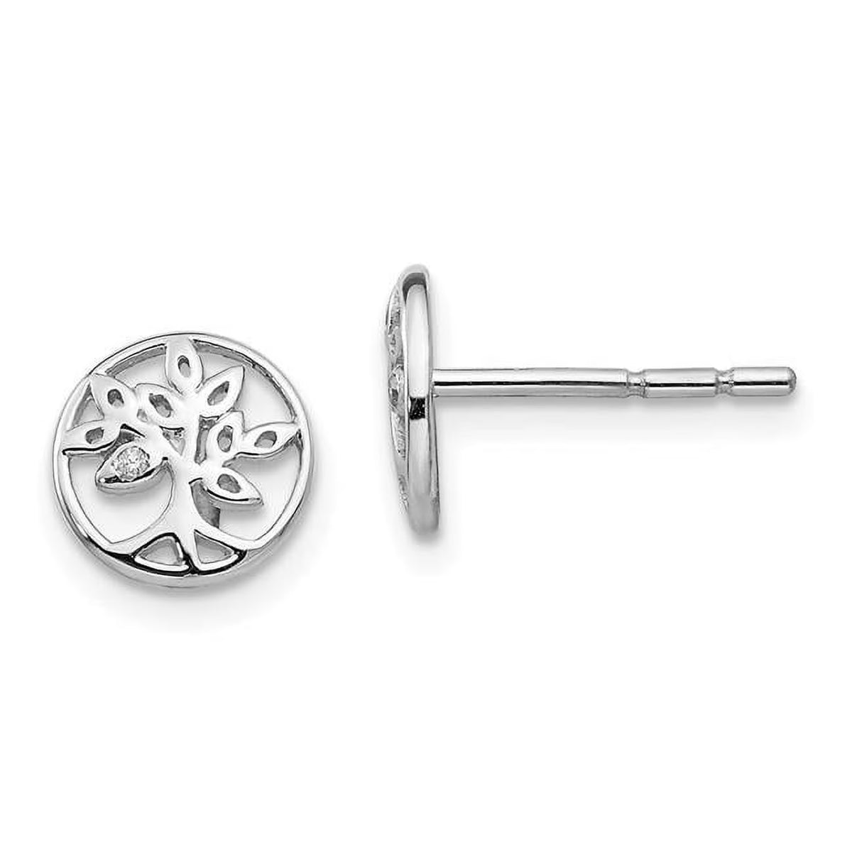Sterling Silver Diamond Tree Post Earrings F995