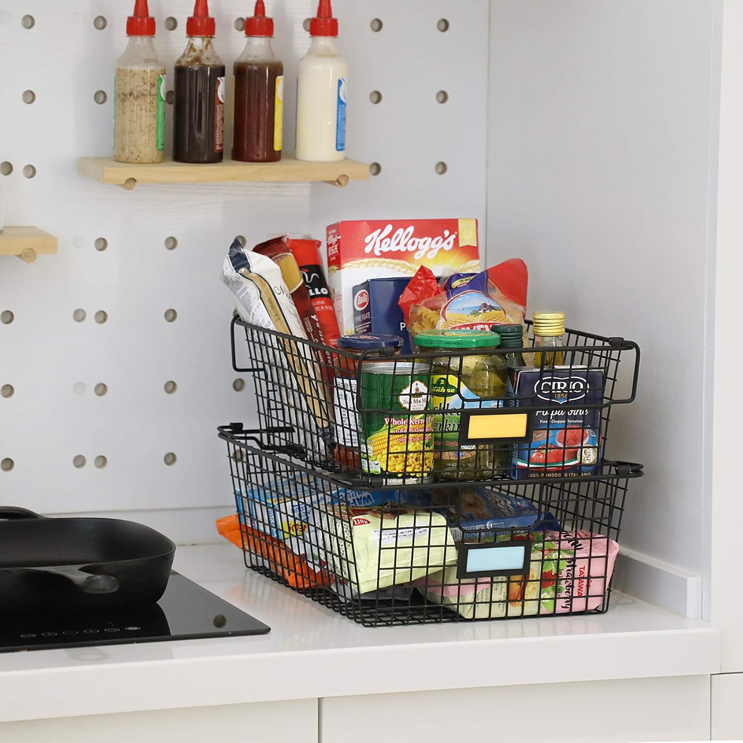 4 Pack Stackable Wire Baskets Metal Storage Bins B4874
