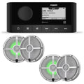 Marine Stereo with 2 Pair of 6.5" White Grill Marine Speakers with RGB Lighting A43898