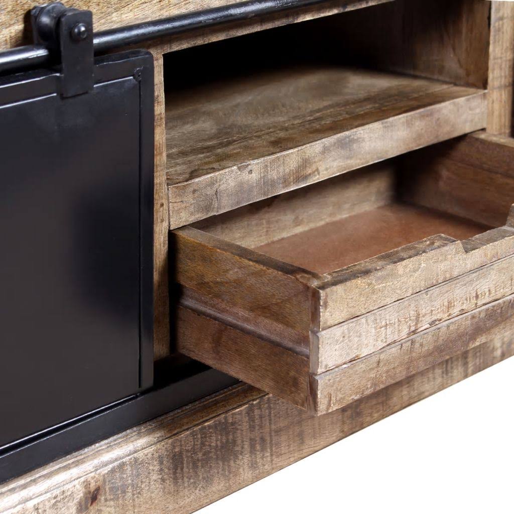 TV Cabinet with 2 Sliding Doors Solid Mango Wood F5061