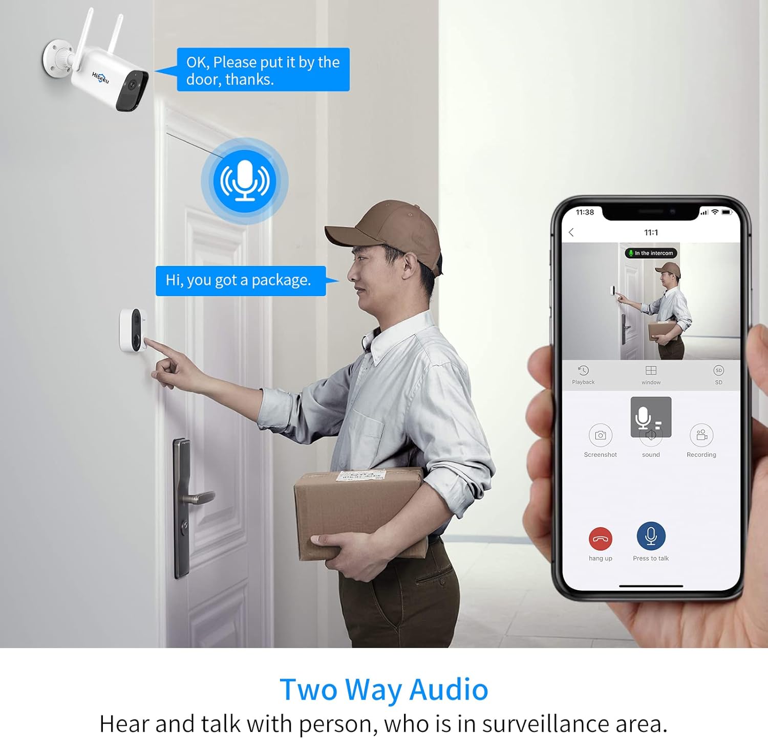 3MP Rechargeable Battery Powered Security Camera with 2 Way Audio N39493