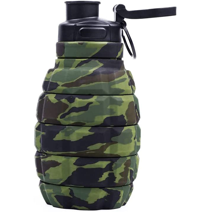 Green Camo Collapsible Spill Resistant Silicone Spit Cup with Lid J99201