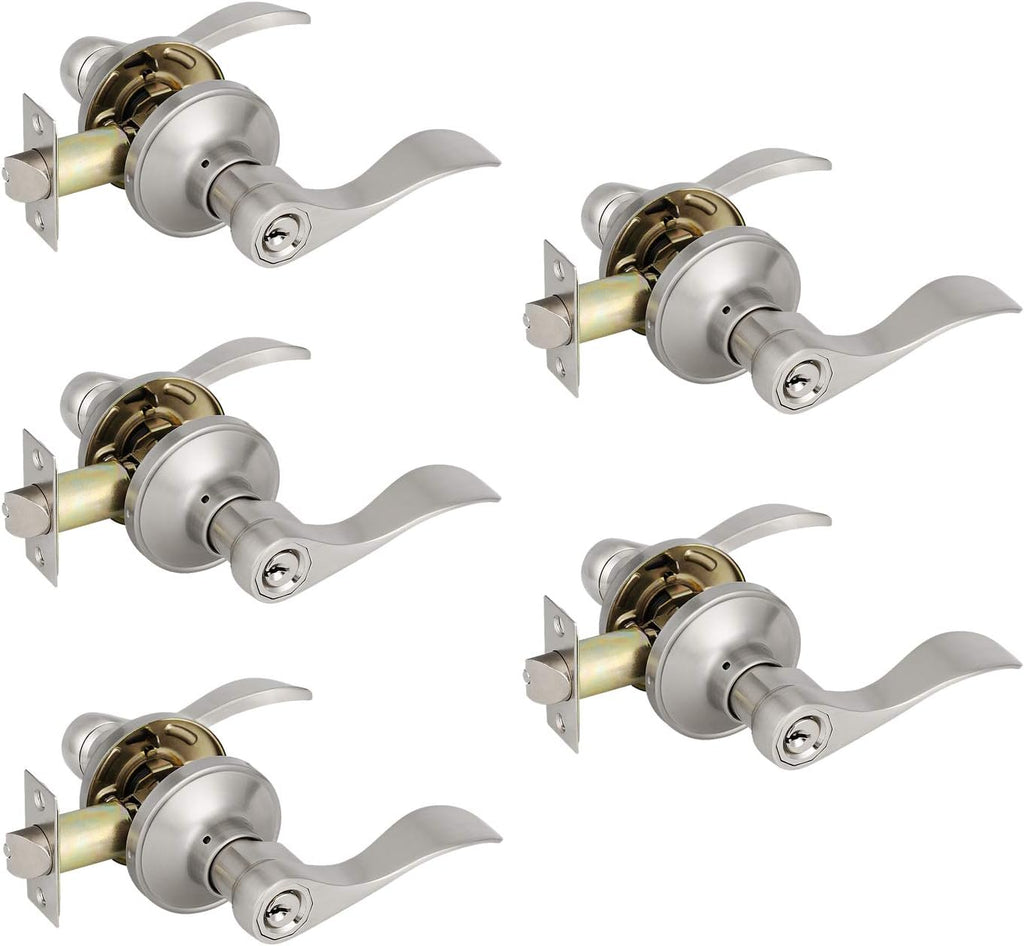 6 Pack Non-Locking Satin Nickel Door Lever Set U615877