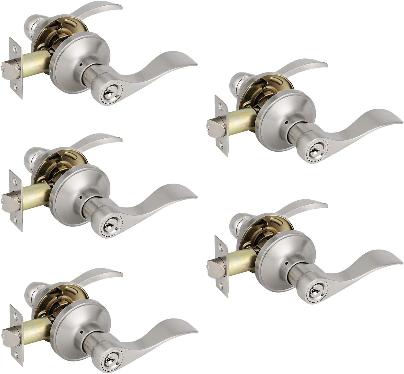 6 Pack Non-Locking Satin Nickel Door Lever Set U615877