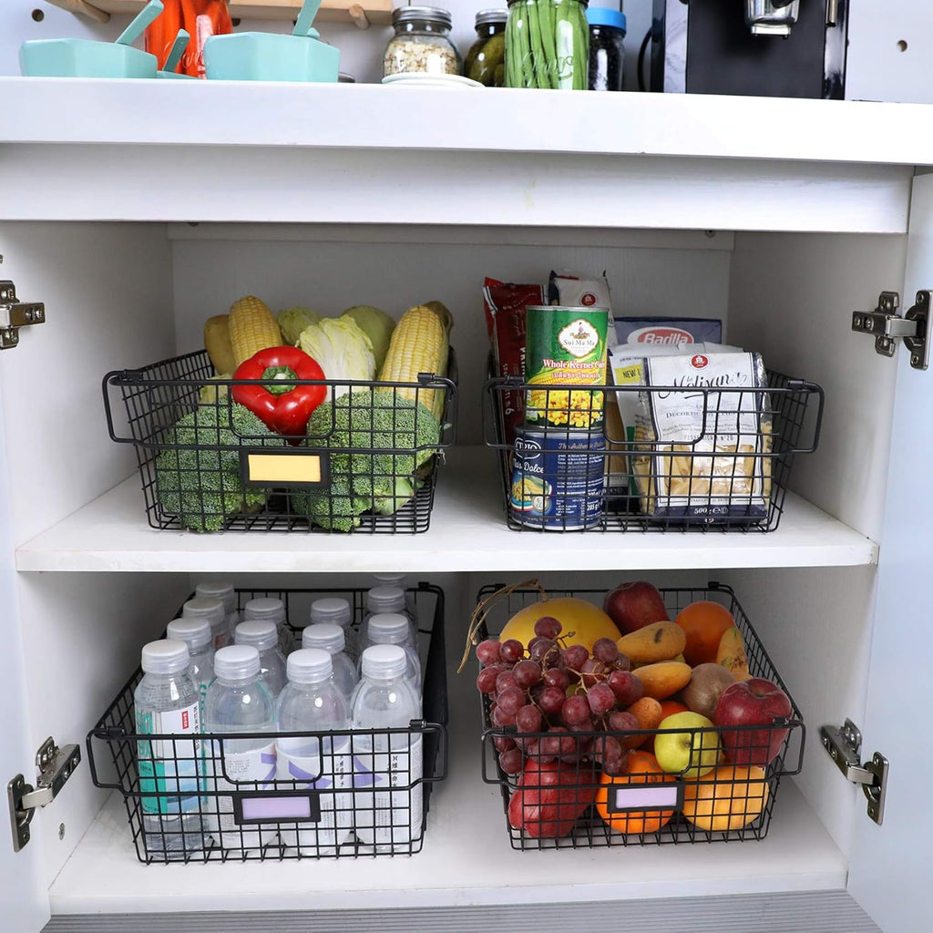 4 Pack Stackable Wire Baskets Metal Storage Bins B4874