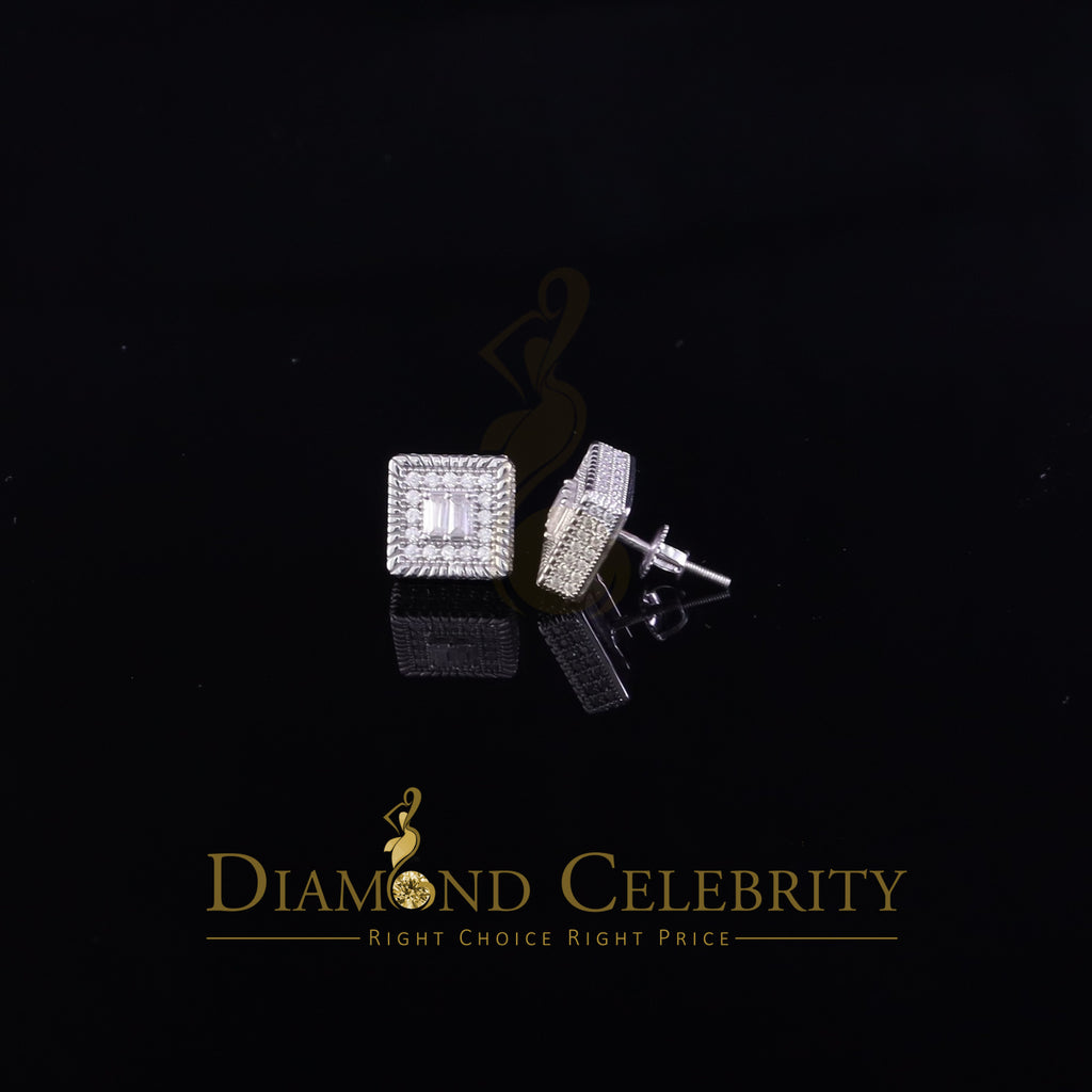 1.0ct Moissanite 925 White Silver Square Stud Earrings K834832