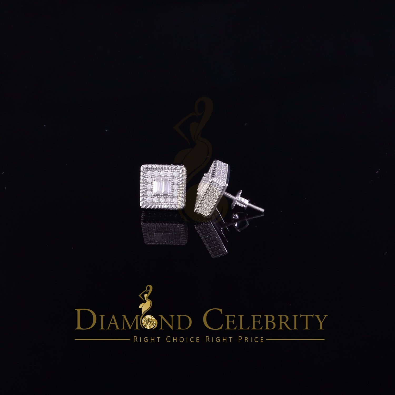 1.0ct Moissanite 925 White Silver Square Stud Earrings K834832