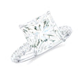 Princess Cut Moissanite Solitaire Engagement Ring with Side Stones, 925 Sterling Silver K218