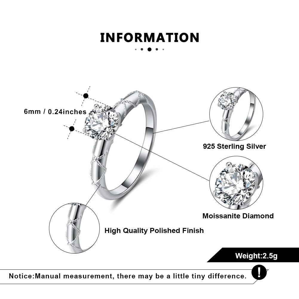 1 Ct Moissanite Sterling Silver Engagement Ring N6750