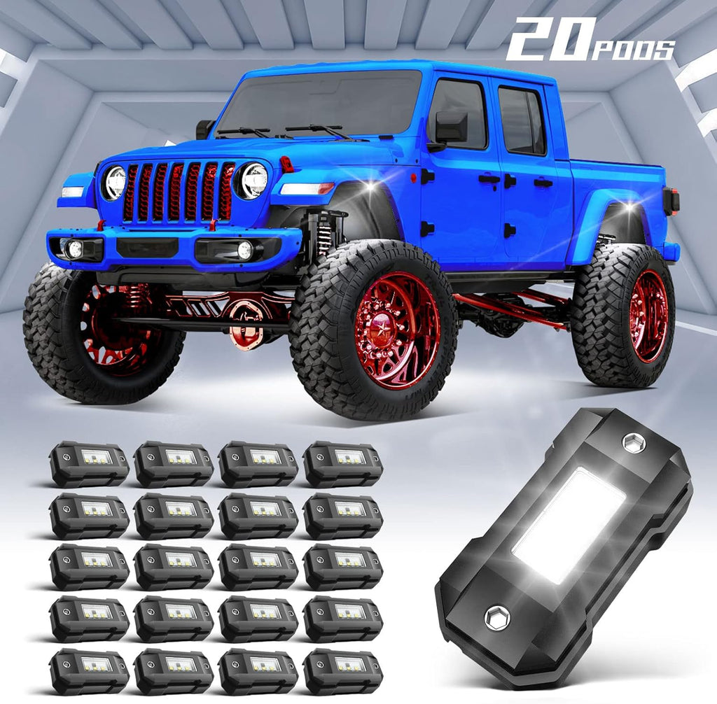 White 16 Pod Waterproof LED Rock Lights for Car Truck SUV Offroad Boat ATV UTV W83045