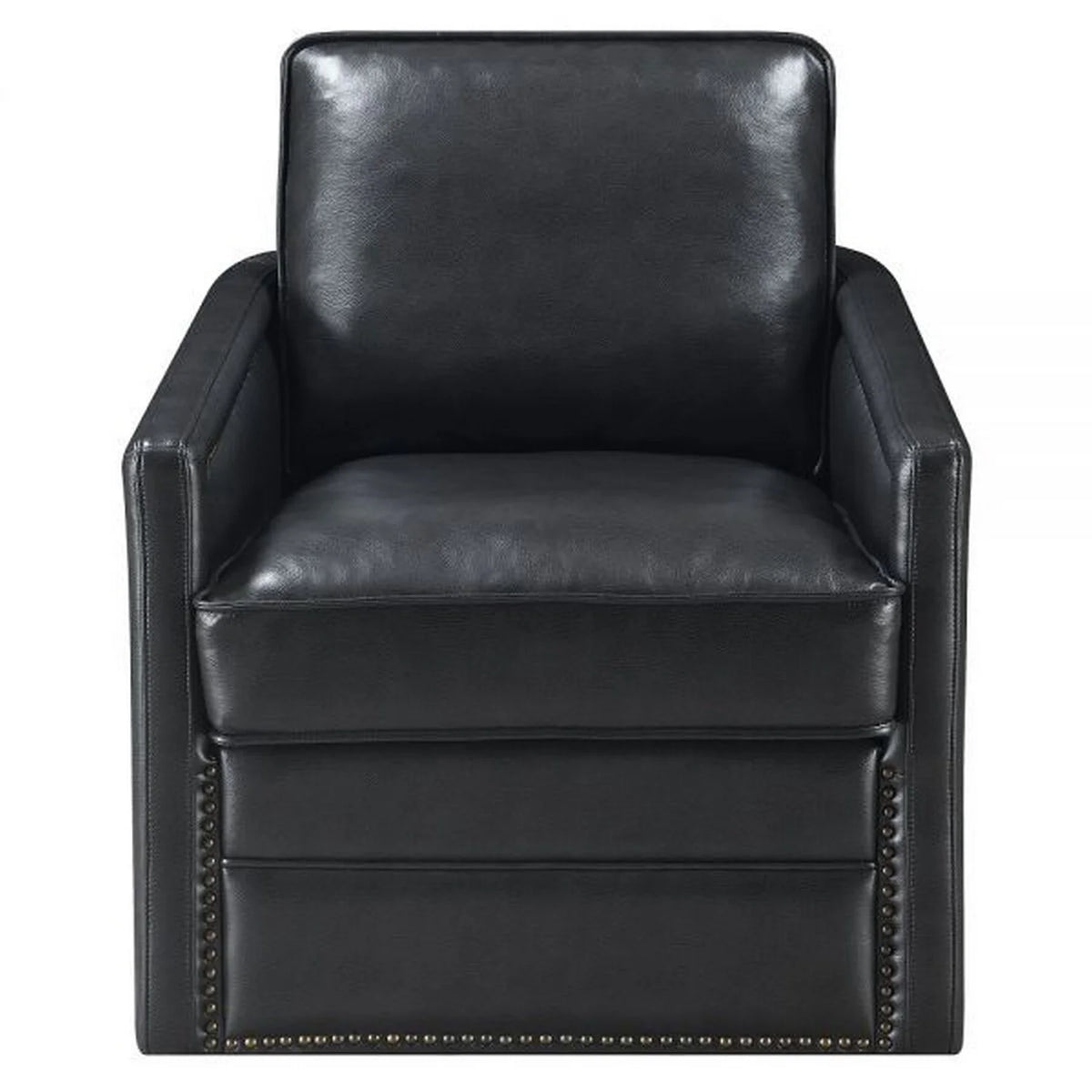 Black Faux Leather Swivel Accent Chair I61773