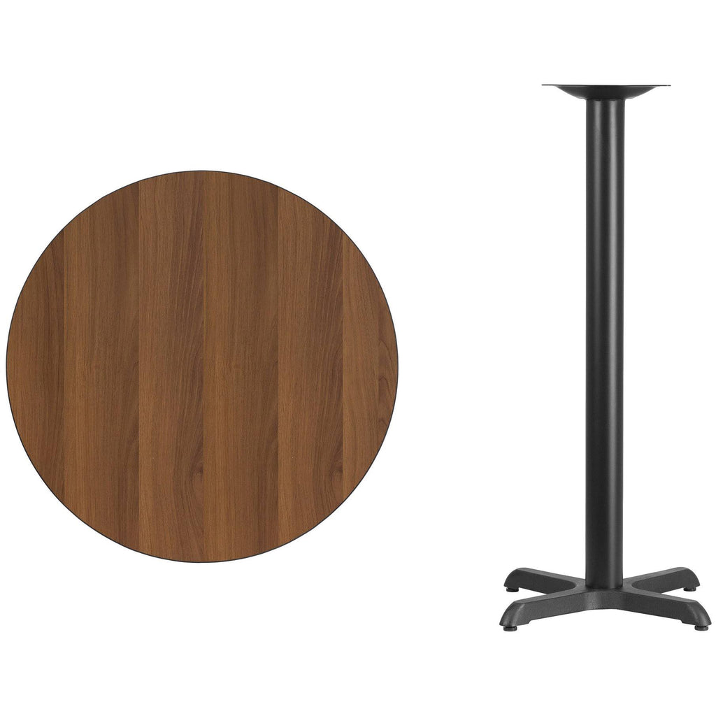 Round Laminate Table Top with Bar Height Table Base U50482