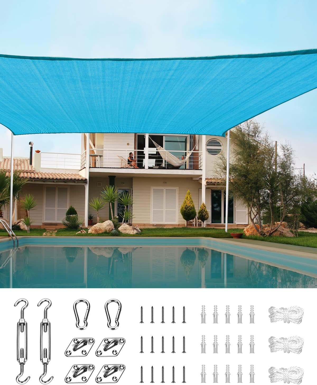 20X16FT 185G HDPE Rectangle Sun Shade Sail Canopy (Brown) Q858267