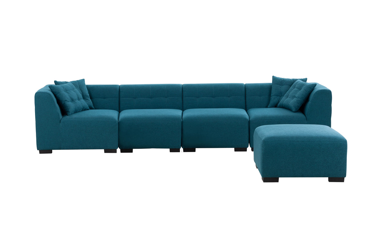Green Sectional Sofa with Removable Ottoman S63148