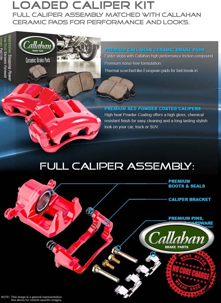 Red Powder Coated Caliper Assembly with Ceramic Brake Pads A749331