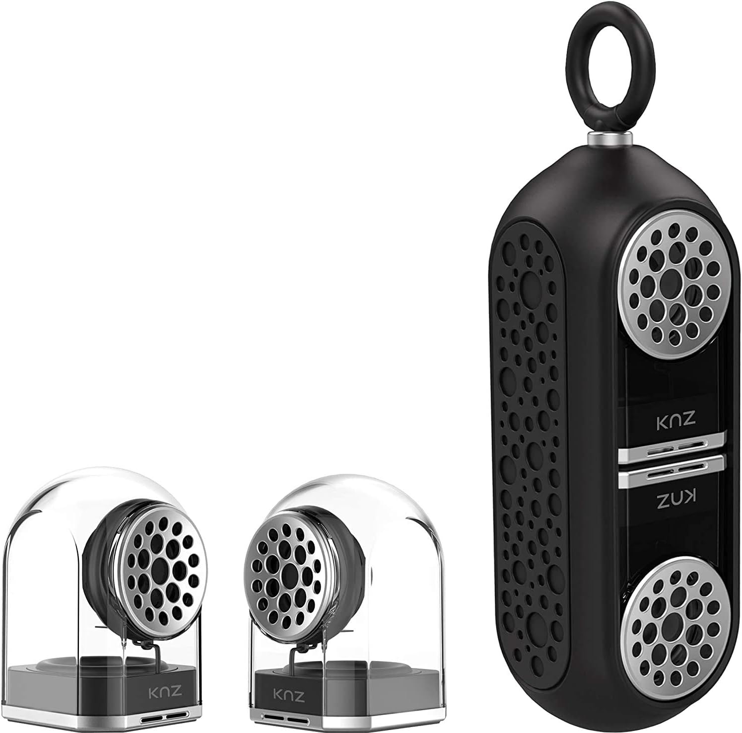 Portable Bluetooth True Wireless Speakers with Magnetic Connectable Base, Gray, Pack of 2 N90146