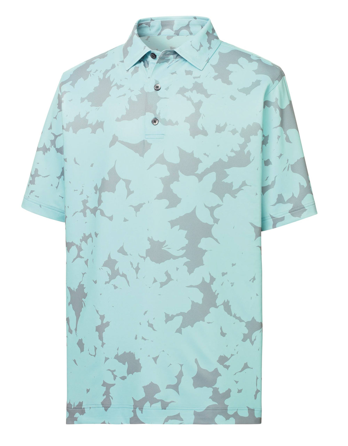 Ice Blue Medium Floral Print Golf Shirt X1696