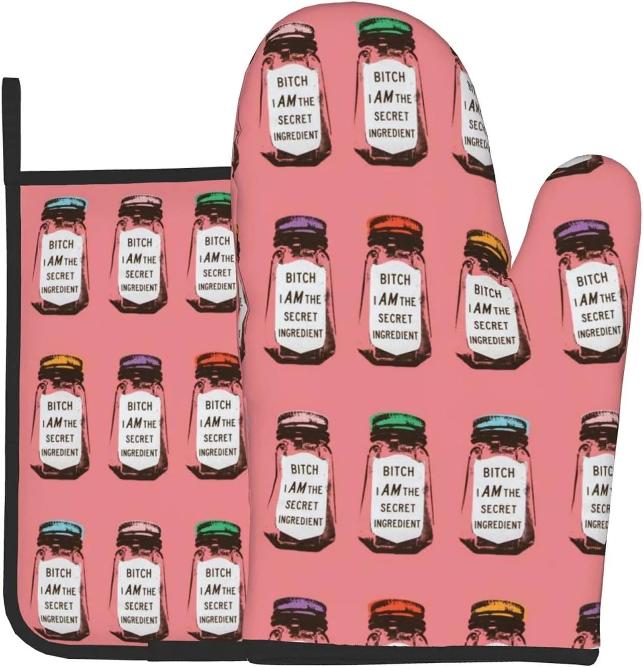 Pink Oven Mitts and Pot Holders Set 2Pcs Heat Resistant Oven Glove Y549709