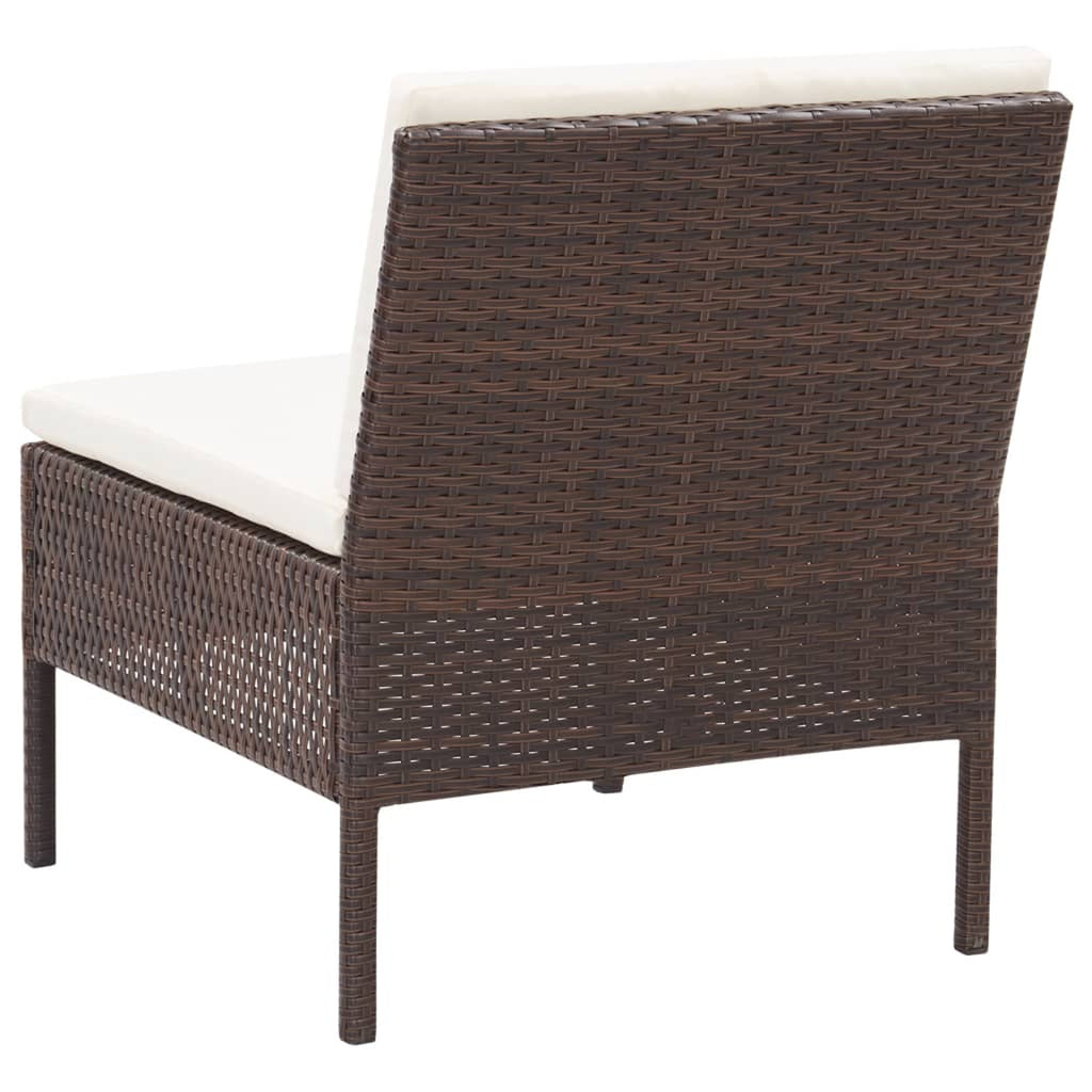3 Piece Patio Lounge Set with Cushions Poly Rattan Outdoor Sectional Sofa Set Steel Frame I9636