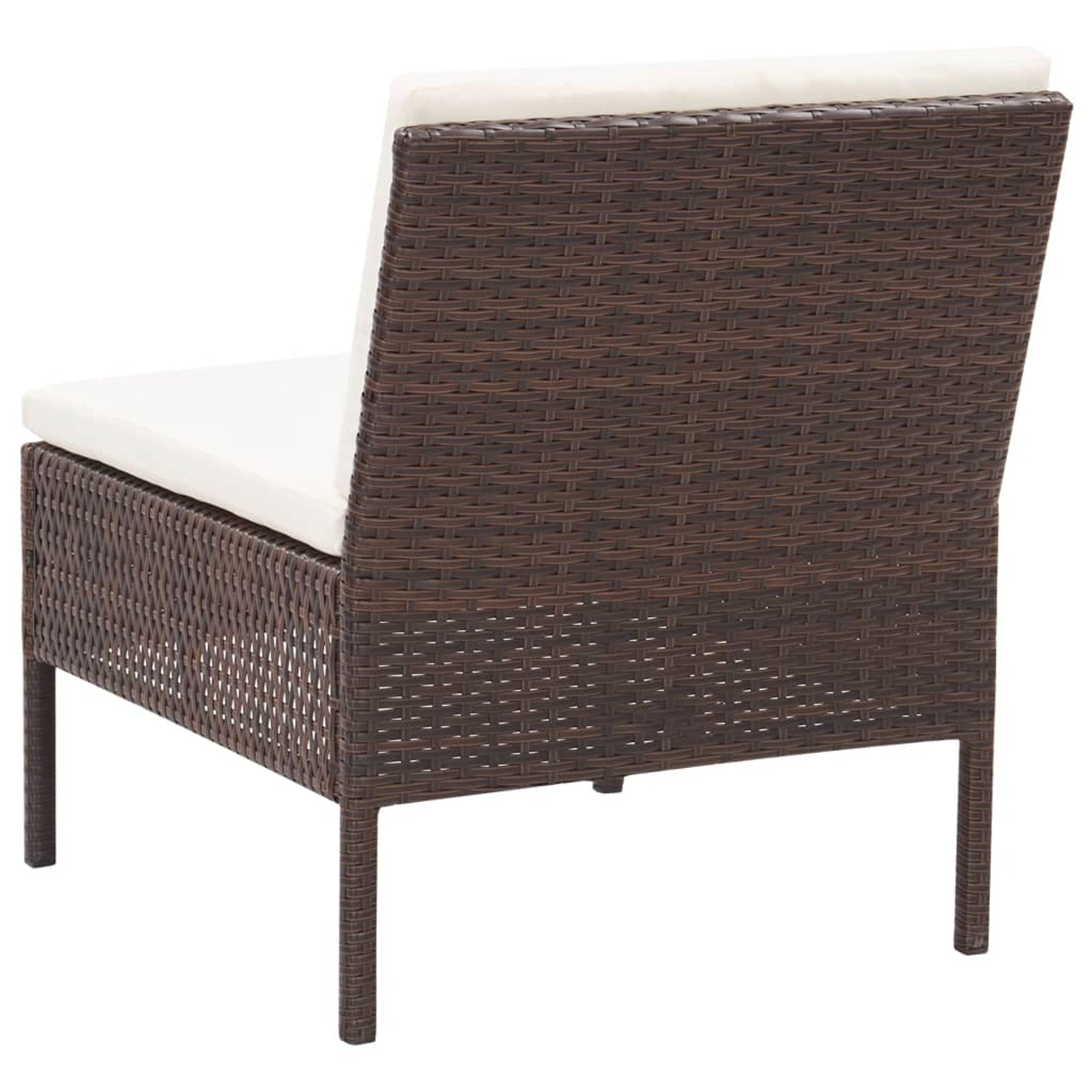 3 Piece Patio Lounge Set with Cushions Poly Rattan Outdoor Sectional Sofa Set Steel Frame I9636