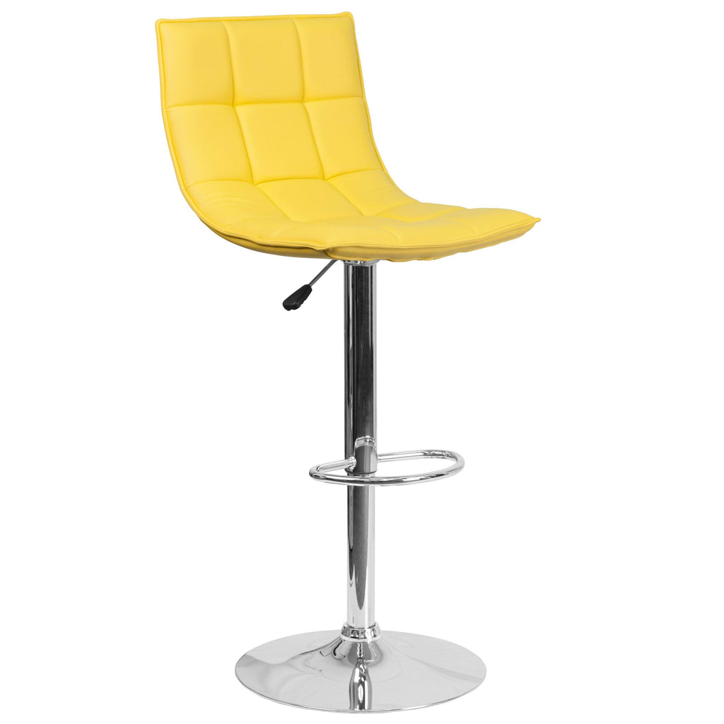 Orange Quilted Vinyl Adjustable Height Barstool with Chrome Base F866