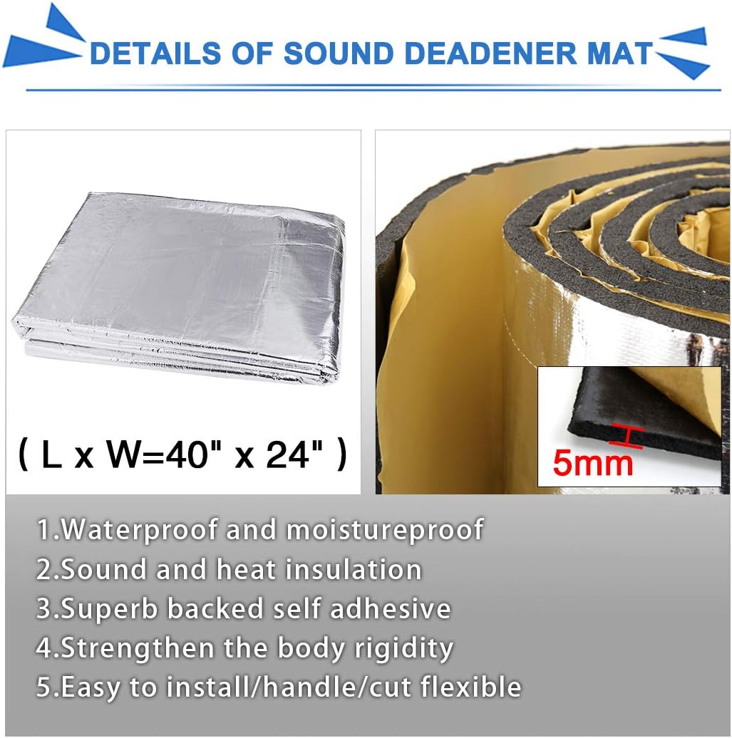 6.46sqft Car Sound Deadener Aluminum Foam Mat J5703
