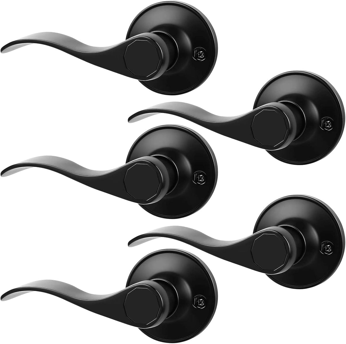 6 Pack Non-Locking Black Door Lever Set K7217