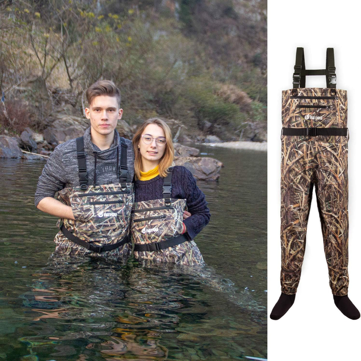3 Camo Chest Wader with 4mm Neoprene Stocking Foot Z30413