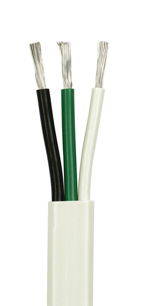 10/3 AWG Triplex Round AC Marine Wire - Tinned Copper Boat Cable - 500 Feet - Black/White/Green I214