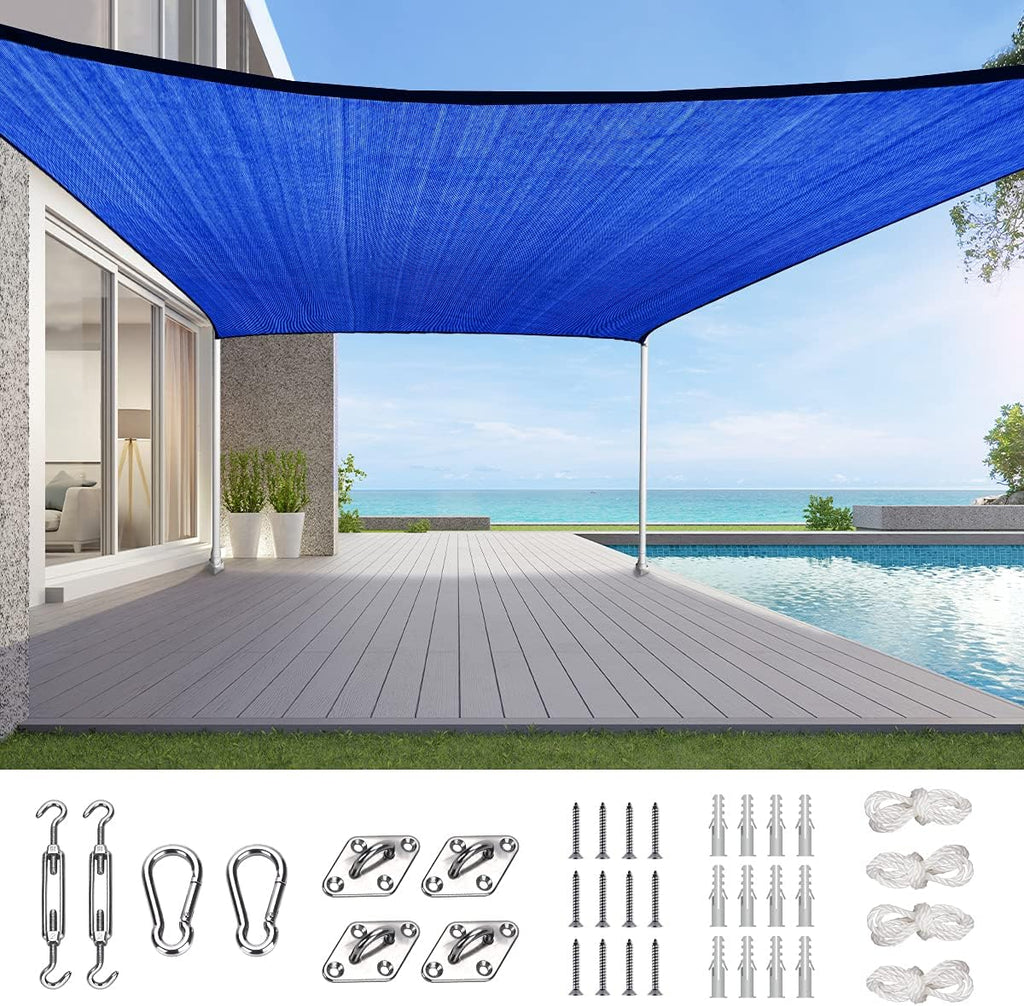 20X16FT 185G HDPE Rectangle Sun Shade Sail Canopy (Brown) Q858267