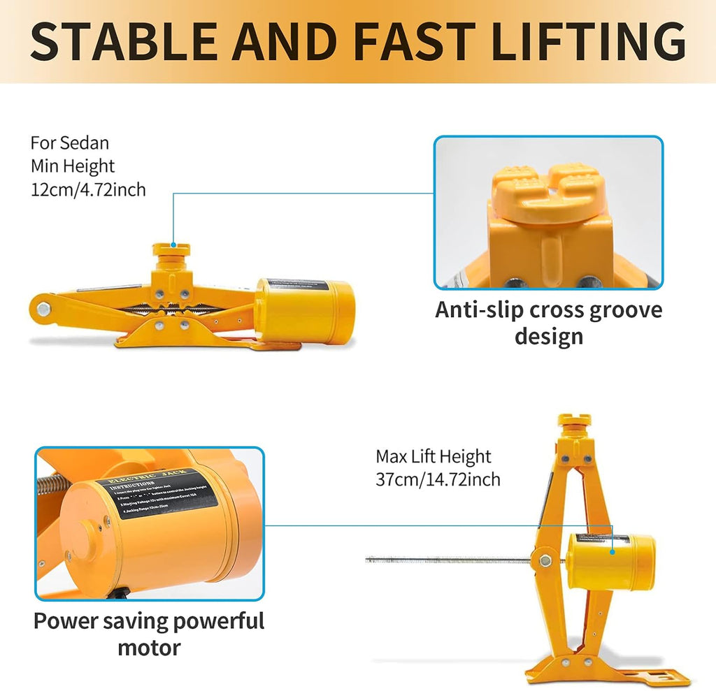 2 Ton 12V Electric Scissor Jack with Storage Box, Pack of 2 Q2808