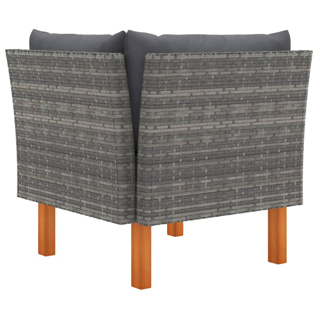 Corner Sofa Poly Rattan and Solid Eucalyptus Wood I170048