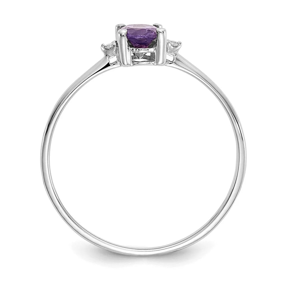 14 Karat White Gold Diamond and Amethyst Birthstone Ring N4710
