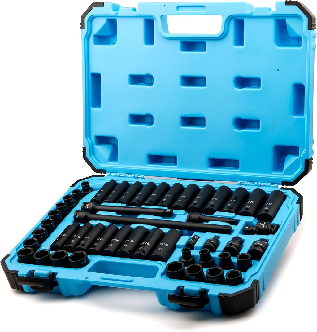 3/8-Inch Drive 48-Piece Impact Socket Set with Adapters and Extensions H161