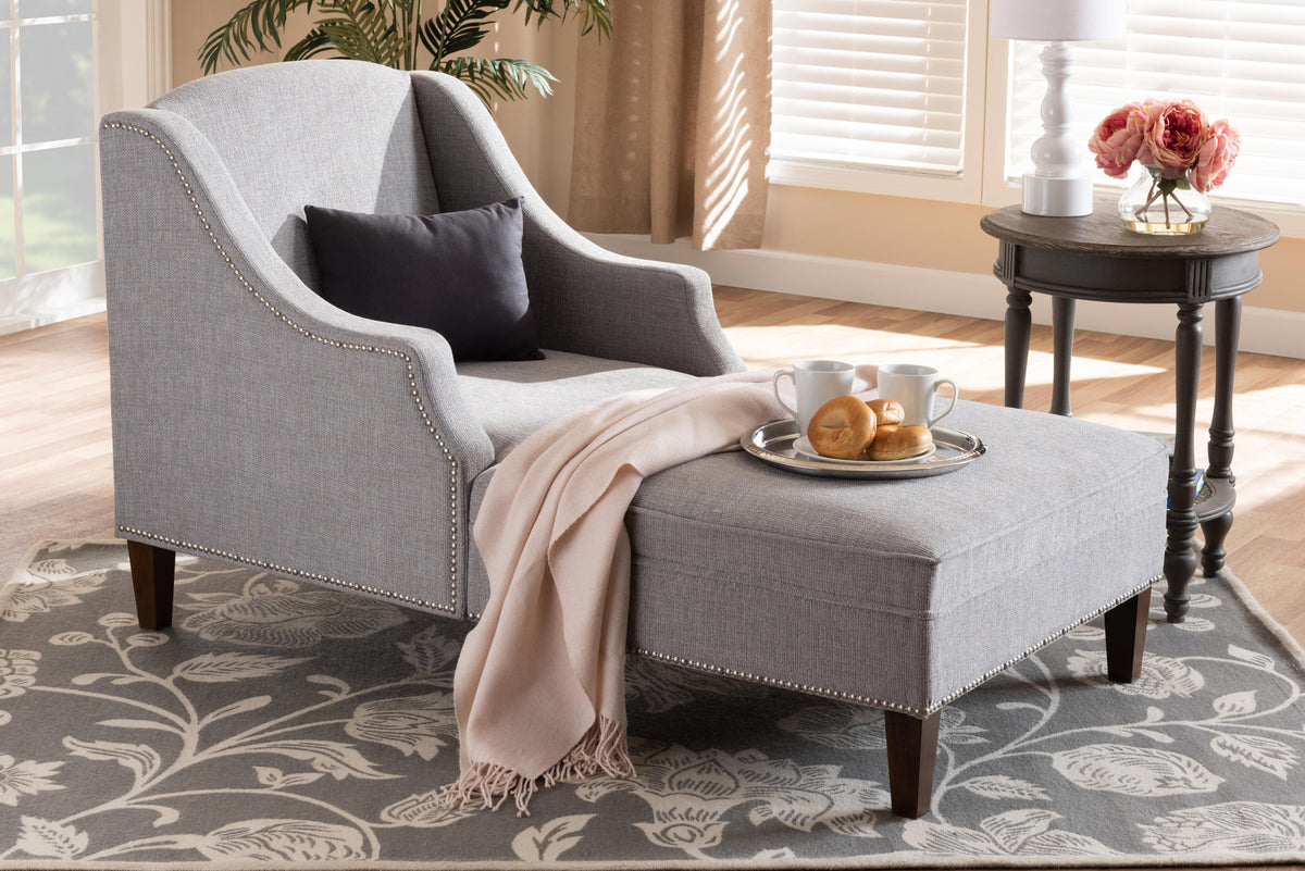 Grey Fabric Upholstered Chaise Lounge P85741