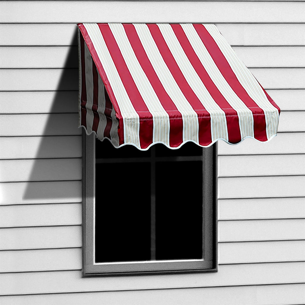 6 x 2 Window Awning Door Canopy Multistripe Red U357