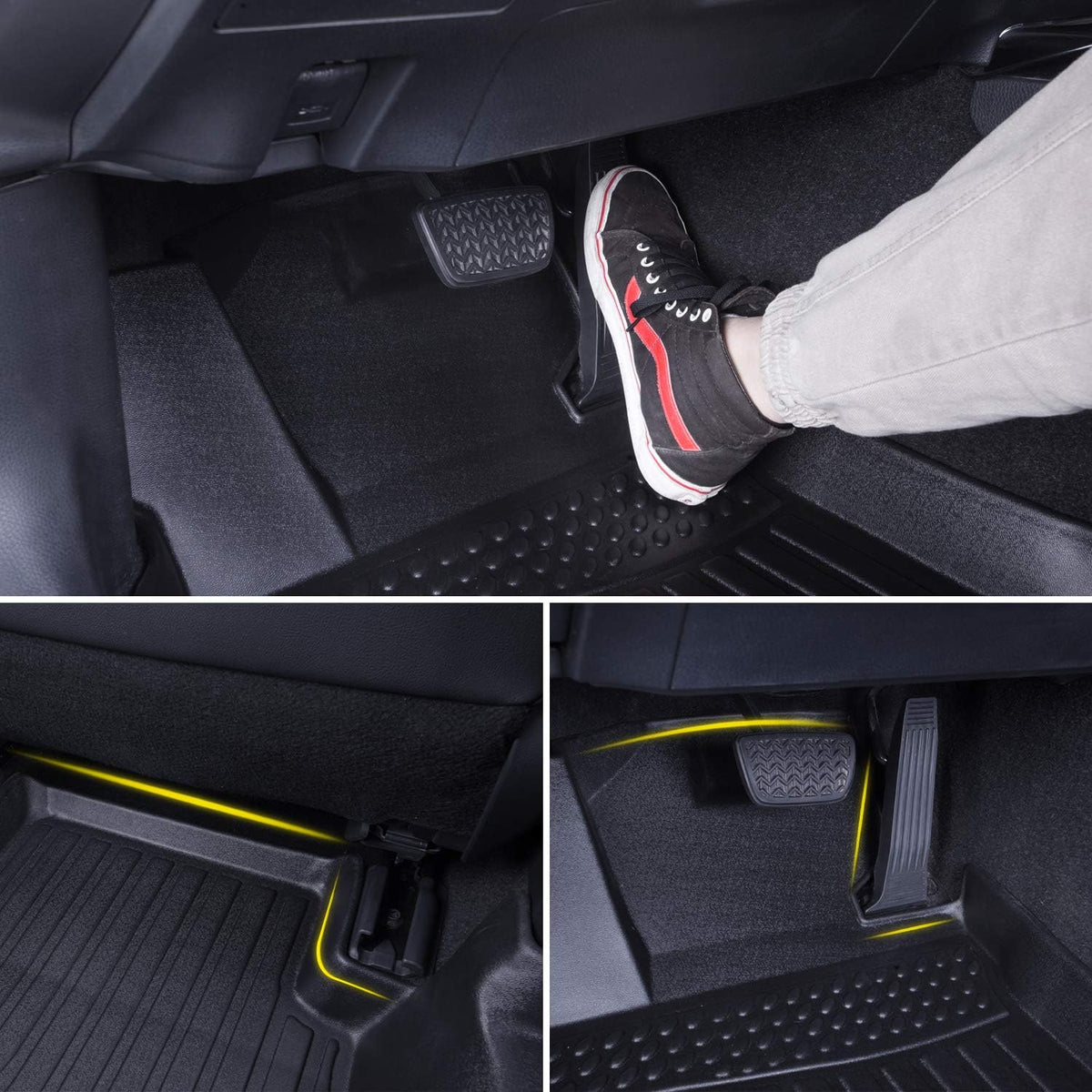 Black Heavy Duty All Weather Front and Rear Car Floor Mats F3149