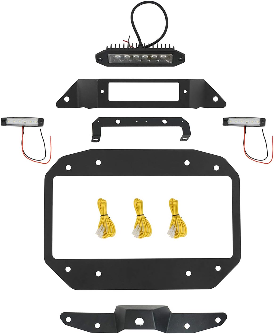 Spare Tire Delete License Plate Relocation Kit with Hole for Factory Back-up Camera & Third Brake Light Compatible with Jeep Wrangler JL 2018-2022 Pack of 2 B54445