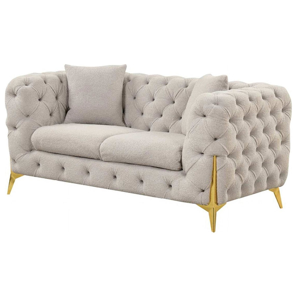Light Gray Fabric Sofa with Gold Accent Legs X493669