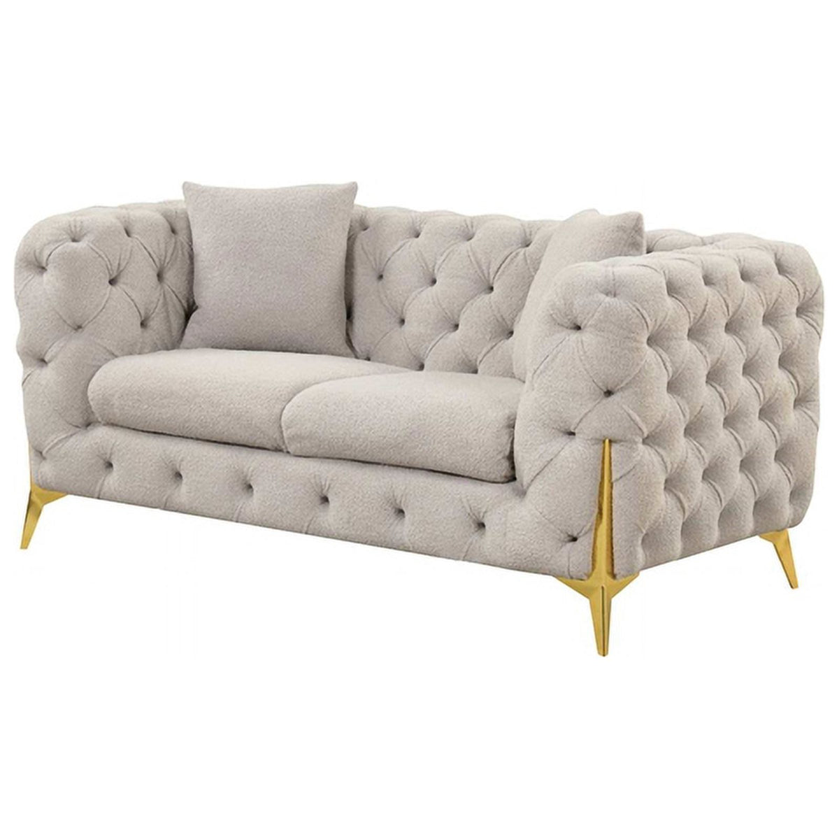 Light Gray Fabric Sofa with Gold Accent Legs X493669