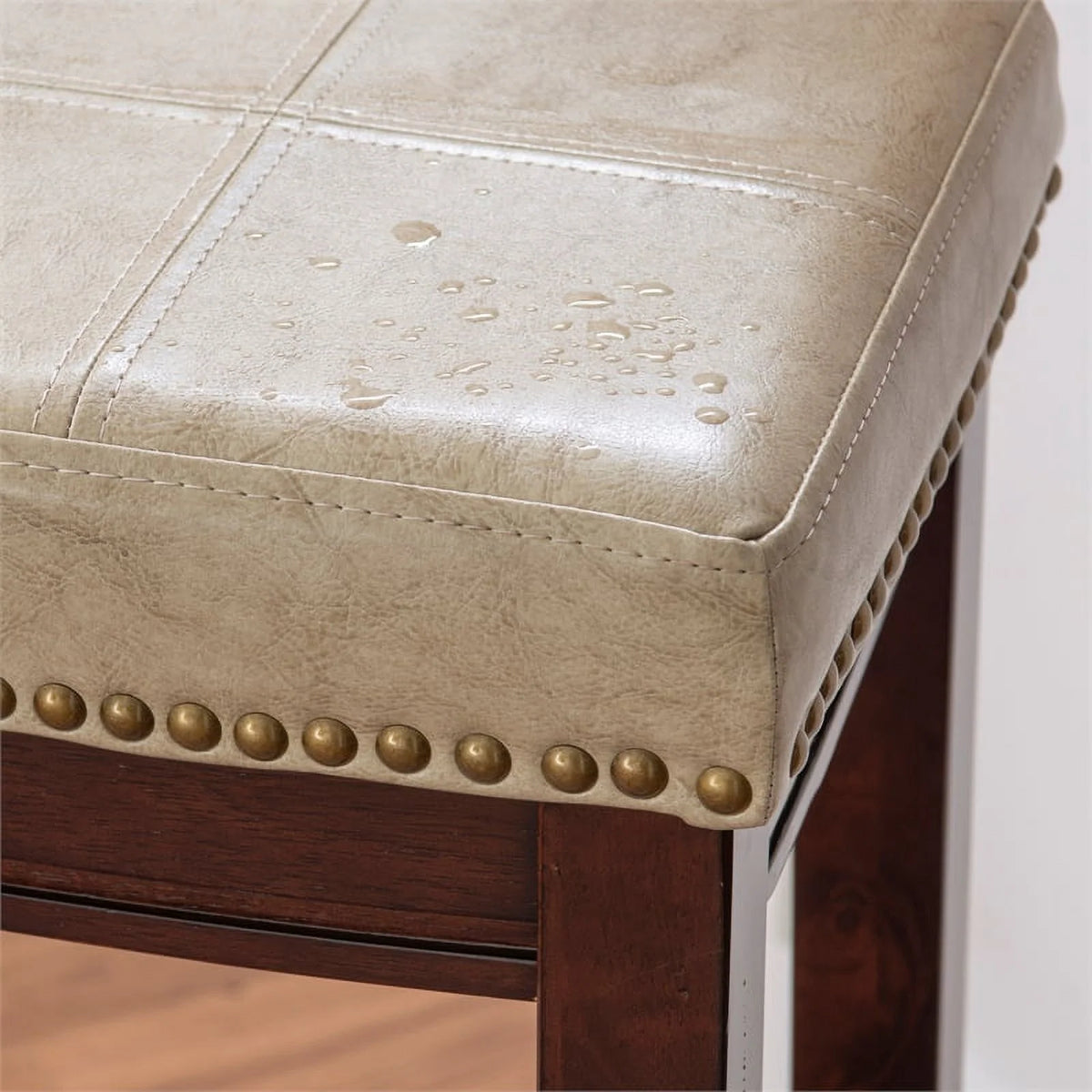 Beige Wood Faux Leather Bar Stool E44845