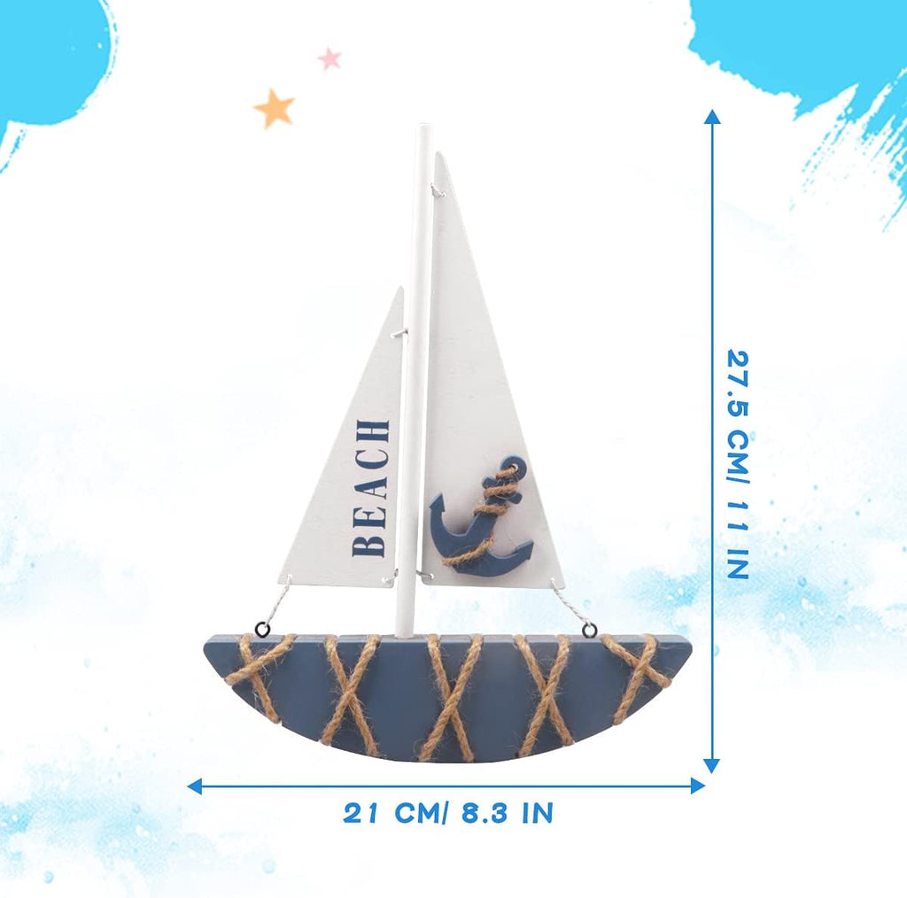 Wooden Sailboat Decoration (8.3 x 1.18 x 11 Inches) J233641