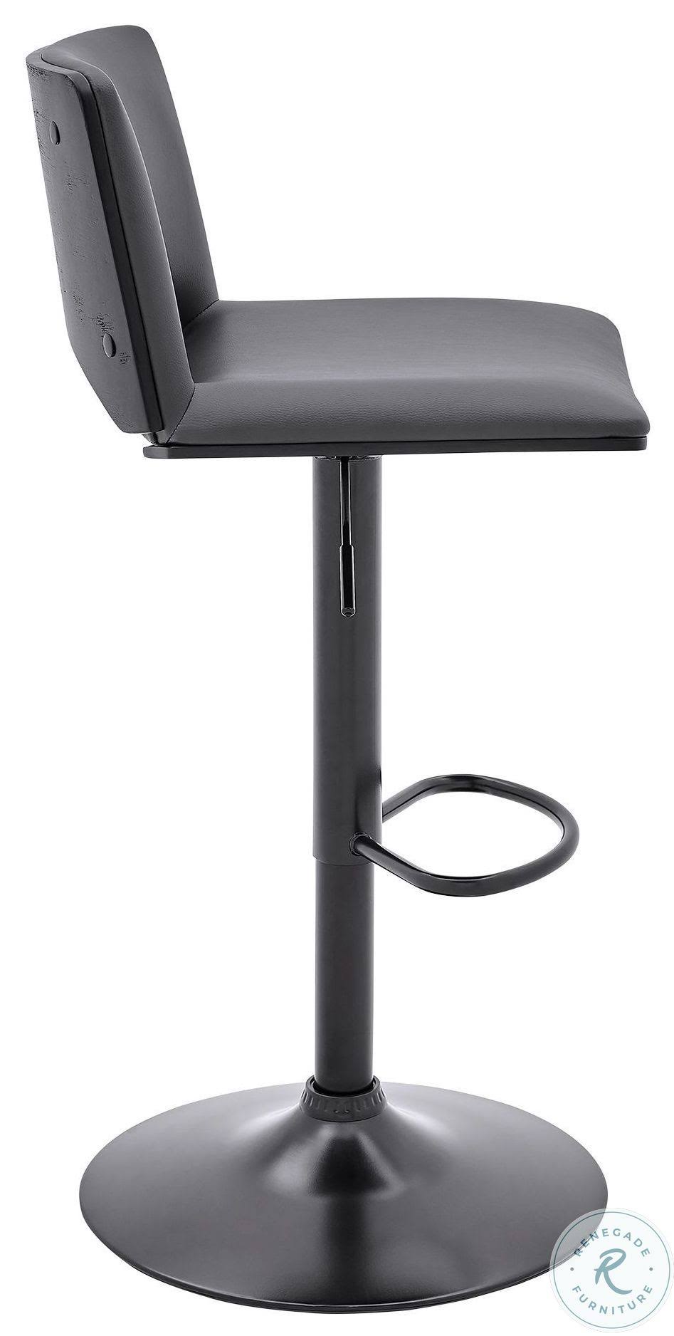 Gray Faux Leather and Black Metal Adjustable Swivel Bar Stool B36605