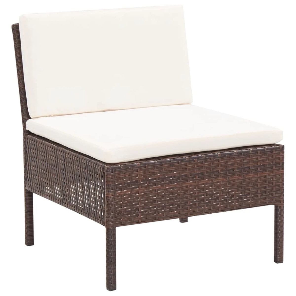 3 Piece Patio Lounge Set with Cushions Poly Rattan Outdoor Sectional Sofa Set Steel Frame I9636