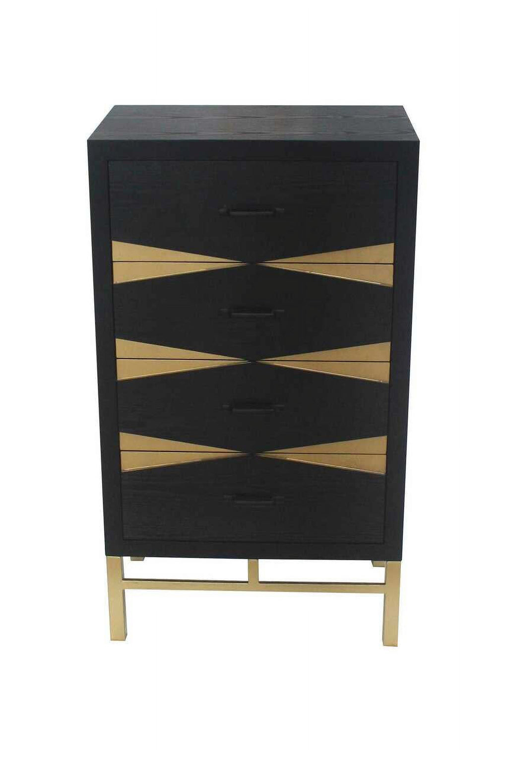 Black & Gold 4 Drawer Side Table R2734