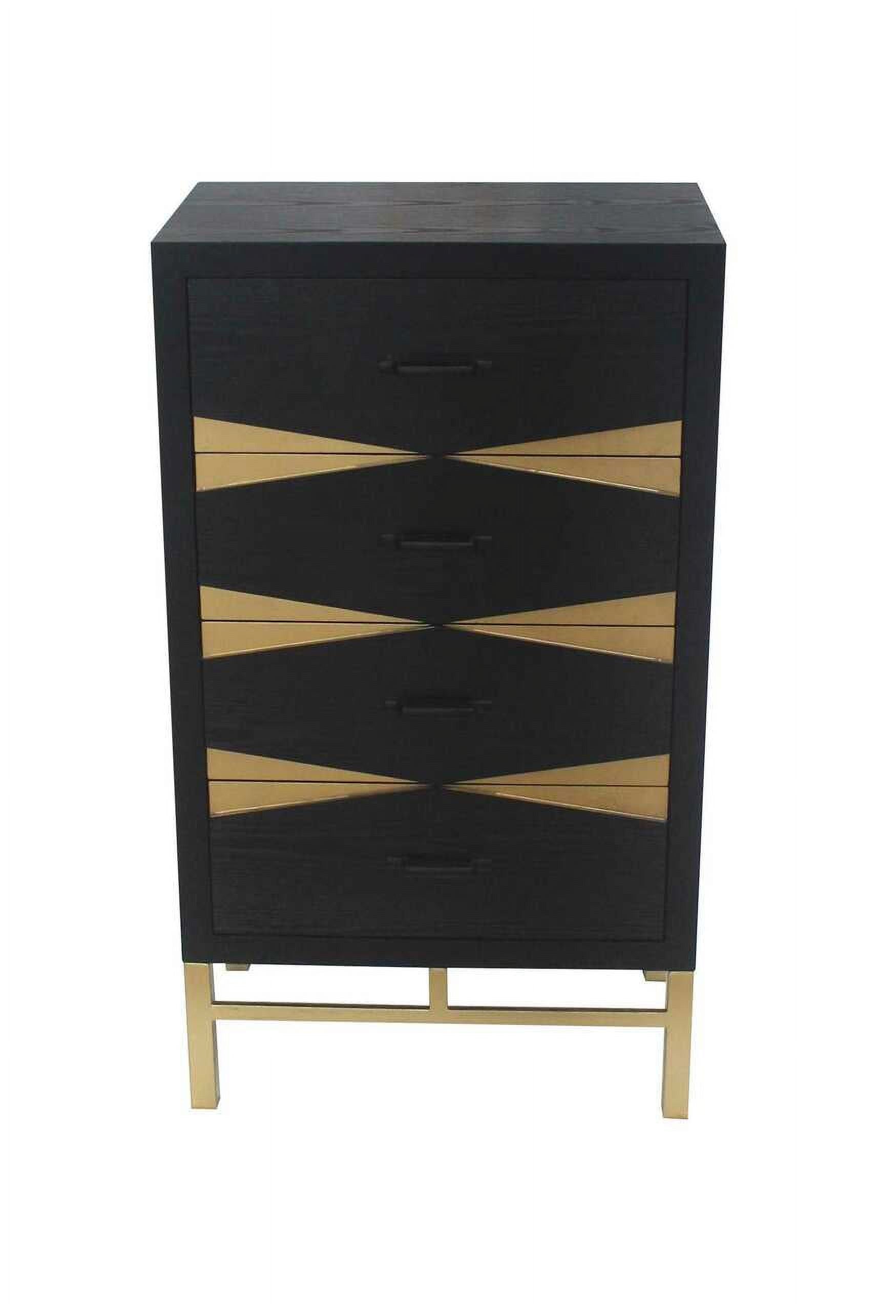Black & Gold 4 Drawer Side Table R2734